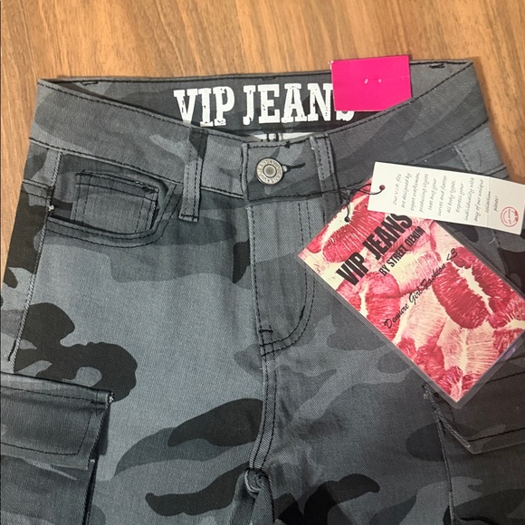 VIP Camouflage Cargo Pocket Straight Leg Jeans - Gray - Picture 6 of 11